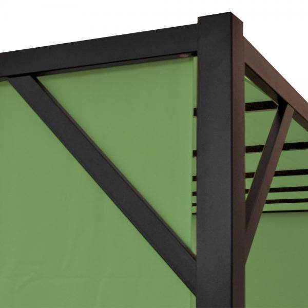 Pergola Baia, Garten Pavillon Terrassenüberdachung, stabiles 6cm-Stahl-Gestell + Schiebedach grün ~ 3x4m - Palo24