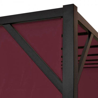 Pergola Baia, Garten Pavillon Terrassenüberdachung, stabiles 6cm-Stahl-Gestell + Schiebedach bordeaux-rot ~ 4x4m - Palo24
