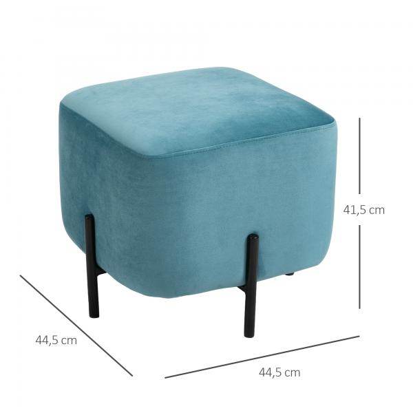 Fusshocker Fussstütze gepolstert Polyester Stahl Türkis - Palo24