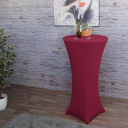 Stehtischhusse HWC-J30, Tischhusse Husse Bezug Stretch Ø 60cm ~ bordeaux-rot - Palo24