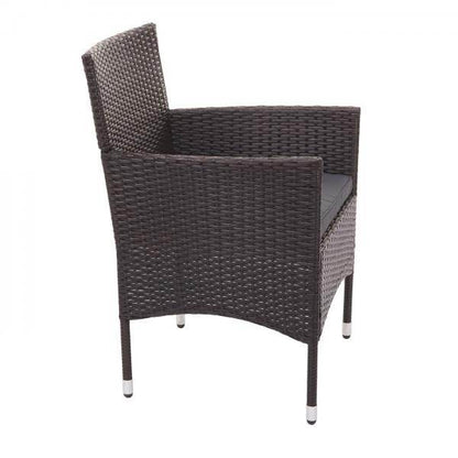 Poly-Rattan Garnitur HWC-F55, Balkon-/Garten-/Lounge-Set Sofa Sitzgruppe ~ braun, Kissen dunkelgrau - Palo24