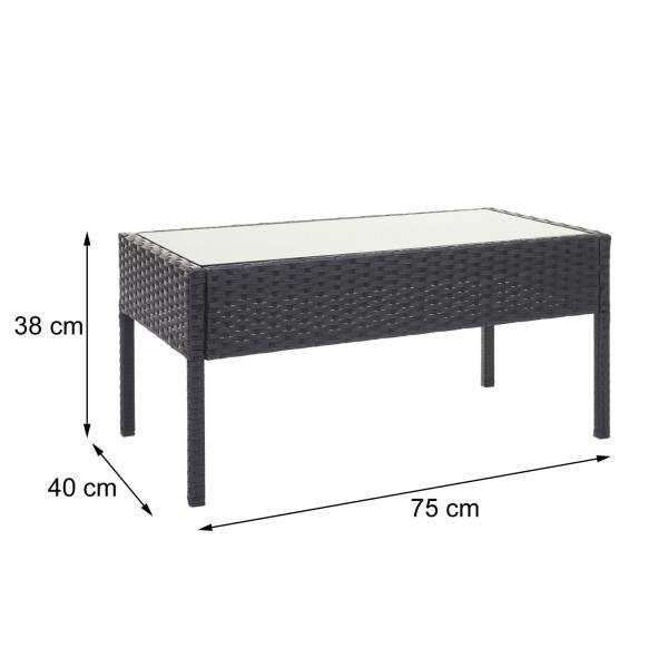 Poly-Rattan Garnitur HWC-F56, Balkon-/Garten-/Lounge-Set Sitzgruppe ~ schwarz, Kissen creme - Palo24