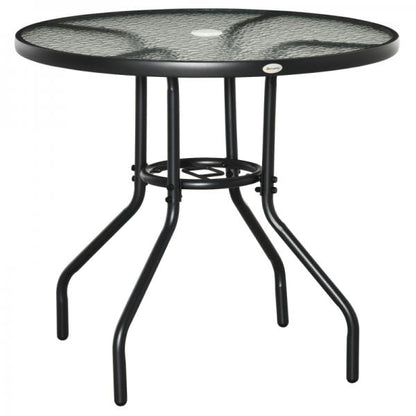 Gartentisch Garten Beistelltisch Gartenmöbel Balkontisch  mit Schirmloch Schwarz Ø80 x 72 cm - Palo24