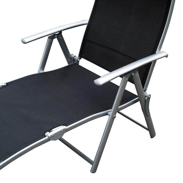 Sonnenliege klappbar mit Kissen Schwarz - Palo24