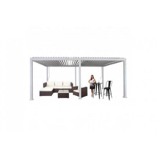 Pergola HWC-J32, Garten Lamellen-Pavillon, 11cm-Alu-Gestell 6x3m ~ weiss - Palo24