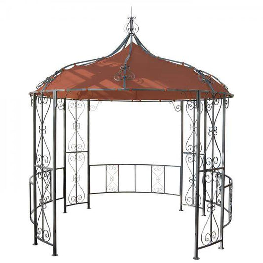 Pergola Almeria, Rundpavillon Garten Pavillon, stabiles Stahl-Gestell Ø 3m ~ terracotta-braun - Palo24