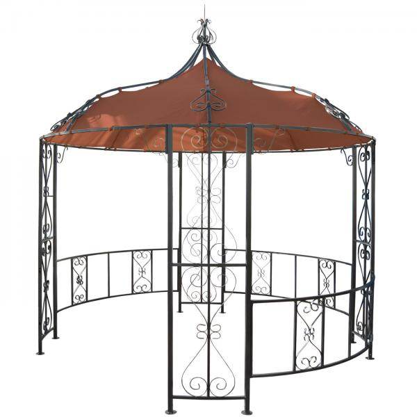 Pergola Almeria, Rundpavillon Garten Pavillon, stabiles Stahl-Gestell Ø 3m ~ terracotta-braun - Palo24