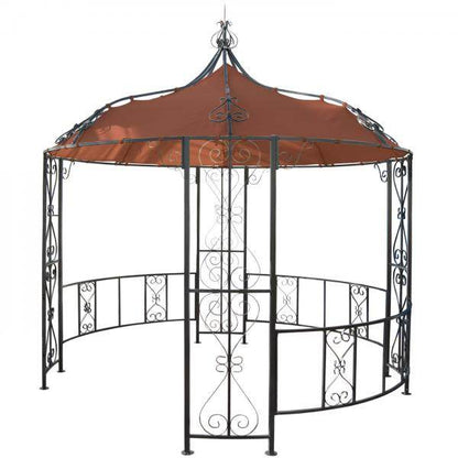 Pergola Almeria, Rundpavillon Garten Pavillon, stabiles Stahl-Gestell Ø 3m ~ terracotta-braun - Palo24