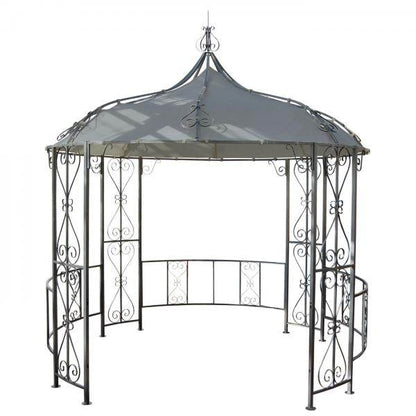 Pergola Almeria, Rundpavillon Garten Pavillon, stabiles Stahl-Gestell Ø 3m ~ hellgrau - Palo24