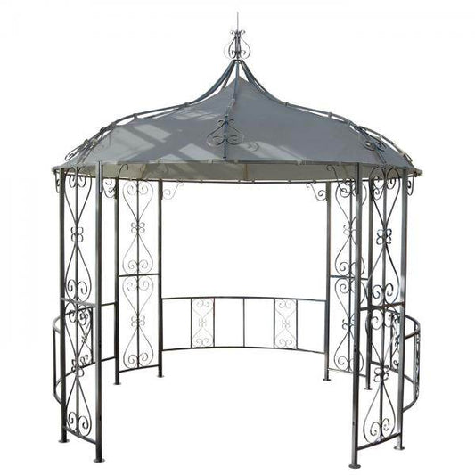 Pergola Almeria, Rundpavillon Garten Pavillon, stabiles Stahl-Gestell Ø 3m ~ hellgrau - Palo24