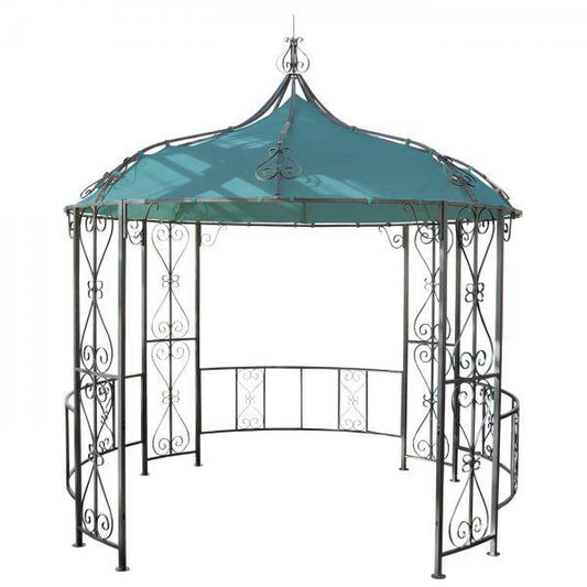 Pergola Almeria, Rundpavillon Garten Pavillon, stabiles Stahl-Gestell Ø 3m ~ türkis - Palo24