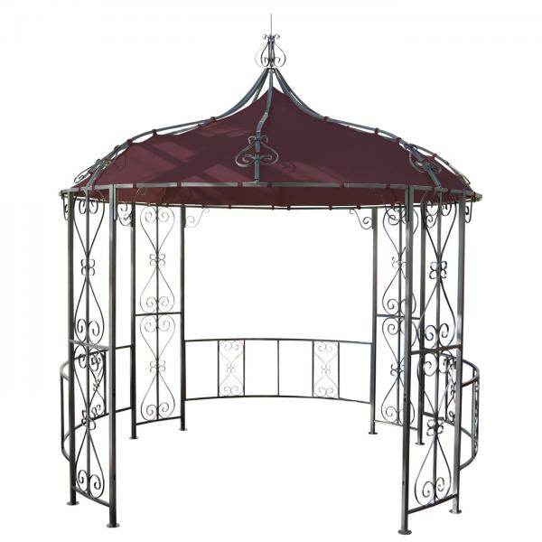 Pergola Almeria, Rundpavillon Garten Pavillon, stabiles Stahl-Gestell Ø 3m ~ rot-braun - Palo24