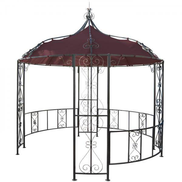 Pergola Almeria, Rundpavillon Garten Pavillon, stabiles Stahl-Gestell Ø 3m ~ rot-braun - Palo24