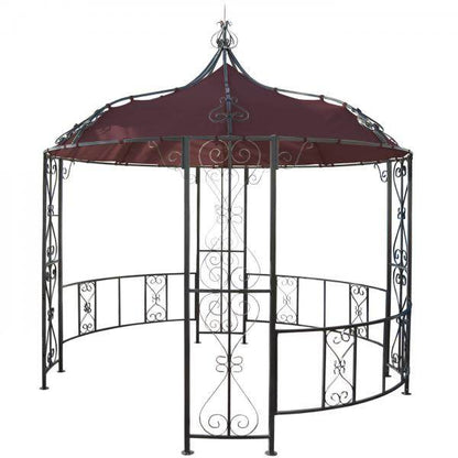 Pergola Almeria, Rundpavillon Garten Pavillon, stabiles Stahl-Gestell Ø 3m ~ rot-braun - Palo24