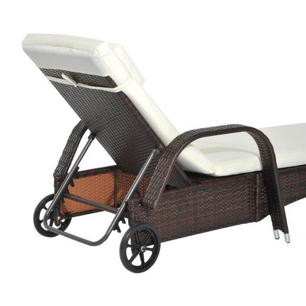Mobile Gartenliege Kaffeebraun Rattanliege Polyrattan - Palo24