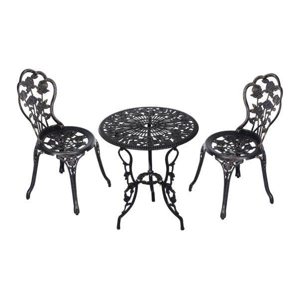 Gartenmöbel 3 tlg. Gartenset Sitzgruppe Tisch Stuhl Metall Bronze - Palo24
