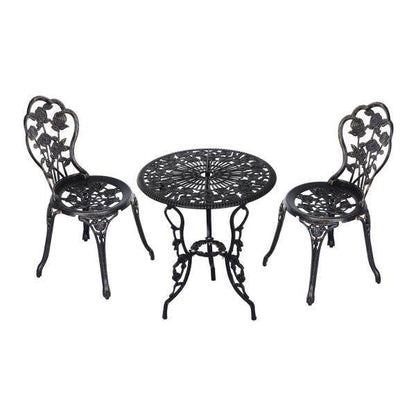 Gartenmöbel 3 tlg. Gartenset Sitzgruppe Tisch Stuhl Metall Bronze - Palo24