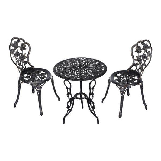 Gartenmöbel 3 tlg. Gartenset Sitzgruppe Tisch Stuhl Metall Bronze - Palo24