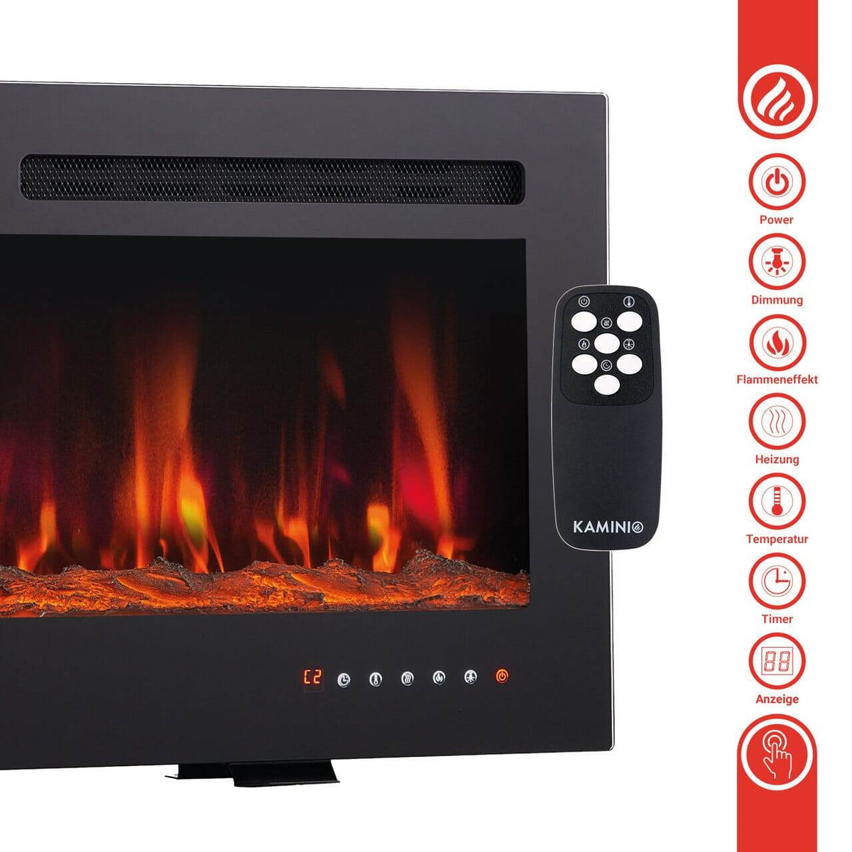 KAMINIO 3-in-1 Elektrokamin MARLON mit Heizung, 3D-Flammeneffekt - 36 Zoll - Palo24