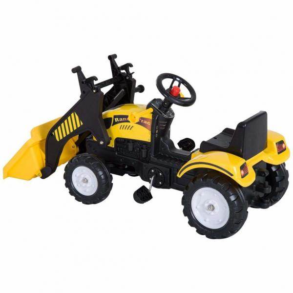 Tretauto Traktor mit Fontlader ab 3 Jahre Schwarz+Gelb - Palo24