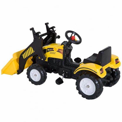 Tretauto Traktor mit Fontlader ab 3 Jahre Schwarz+Gelb - Palo24