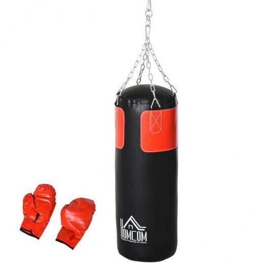 Boxsack Trainingsdummy Boxtraining Boxen mit Boxhandschuhen Schwarz Ø30 x 120 cm - Palo24