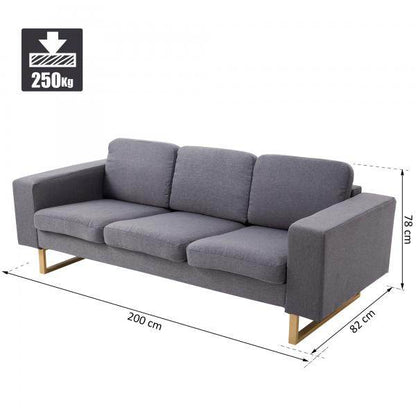 Polstersofa 3-Sitzer Stoffsofa dunkelgrau 200 x 82 x 78 - Palo24