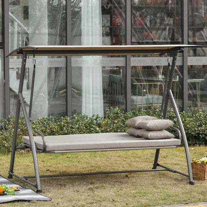 3-Sitzer Hollywoodschaukel Schaukelbank 2-in-1 Gartenliege mit Sonnendach Stahl - Palo24