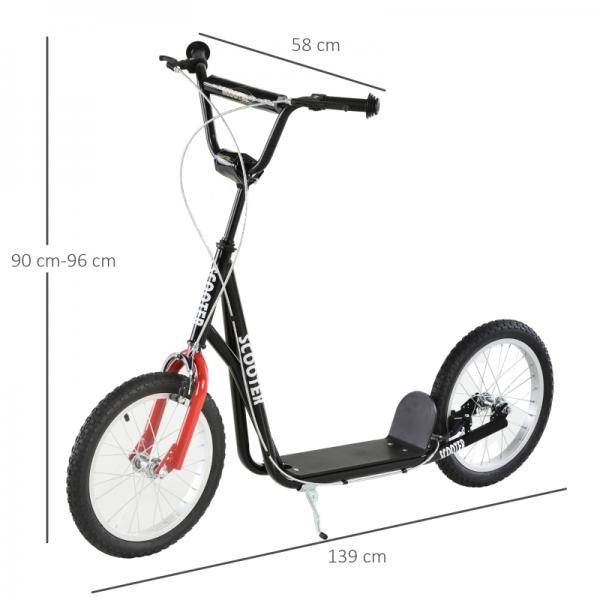 Kinderroller Tretroller Cityroller Kickscooter Kickboard mit Luftreifen und Handbremse 16 Zoll Schwarz - Palo24