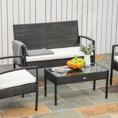 Polyrattan Sitzgruppe Gartenset Garnitur Sofa 7 tlg. mit Kissen Schwarz - Palo24