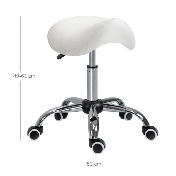 Sattelhocker Drehstuhl Drehhocker Rollhocker Kosmetikhocker gepolstert höhenverstellbar weiss - Palo24
