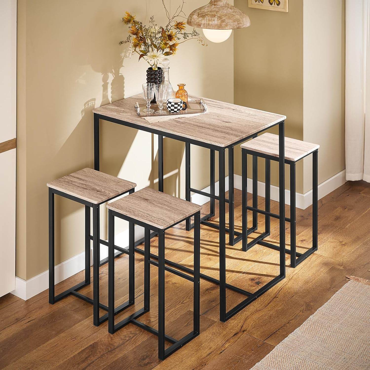 Bartisch mit 4 Hockern | Bartisch set | Stehtisch | 5-teilig | OGT15-N - Palo24