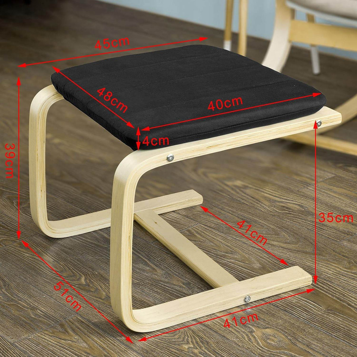 Fußhocker | Fußablage | Hocker Schwarz | FST38-SCH - Palo24