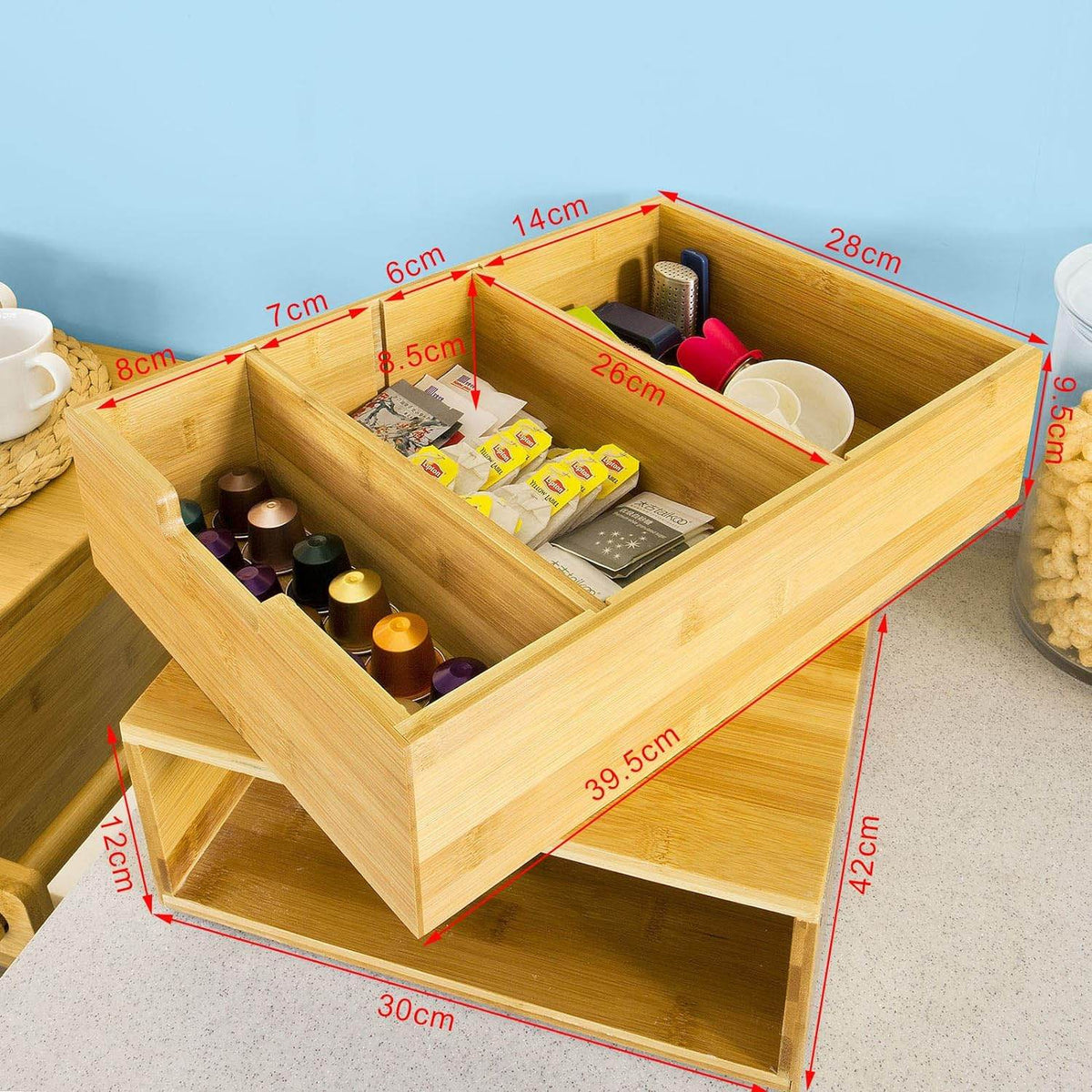 Kaffeekapsel Box | Kapselspender | Aufbewahrungsbox Bambus | FRG83-N - Palo24