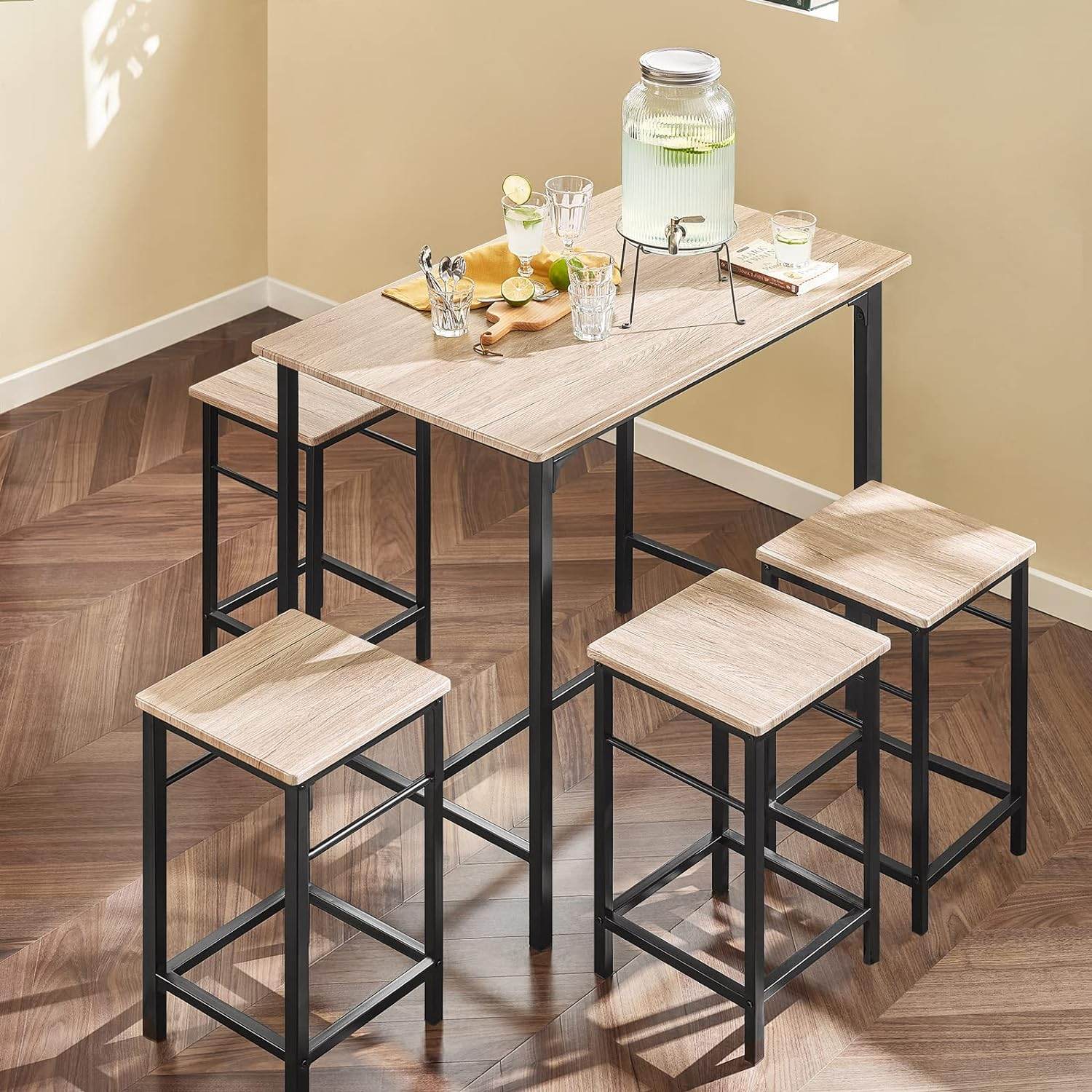 Bartisch mit 4 Hockern | Bartisch set | 5-teilig | OGT11-N - Palo24