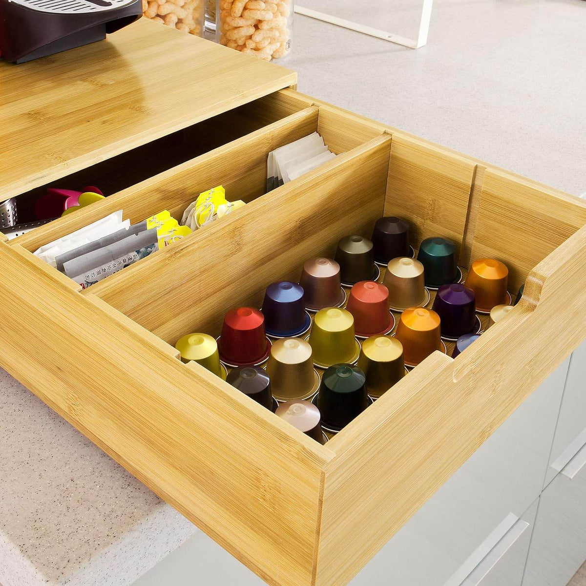 Kaffeekapsel Box | Kapselspender | Aufbewahrungsbox Bambus | FRG83-N - Palo24
