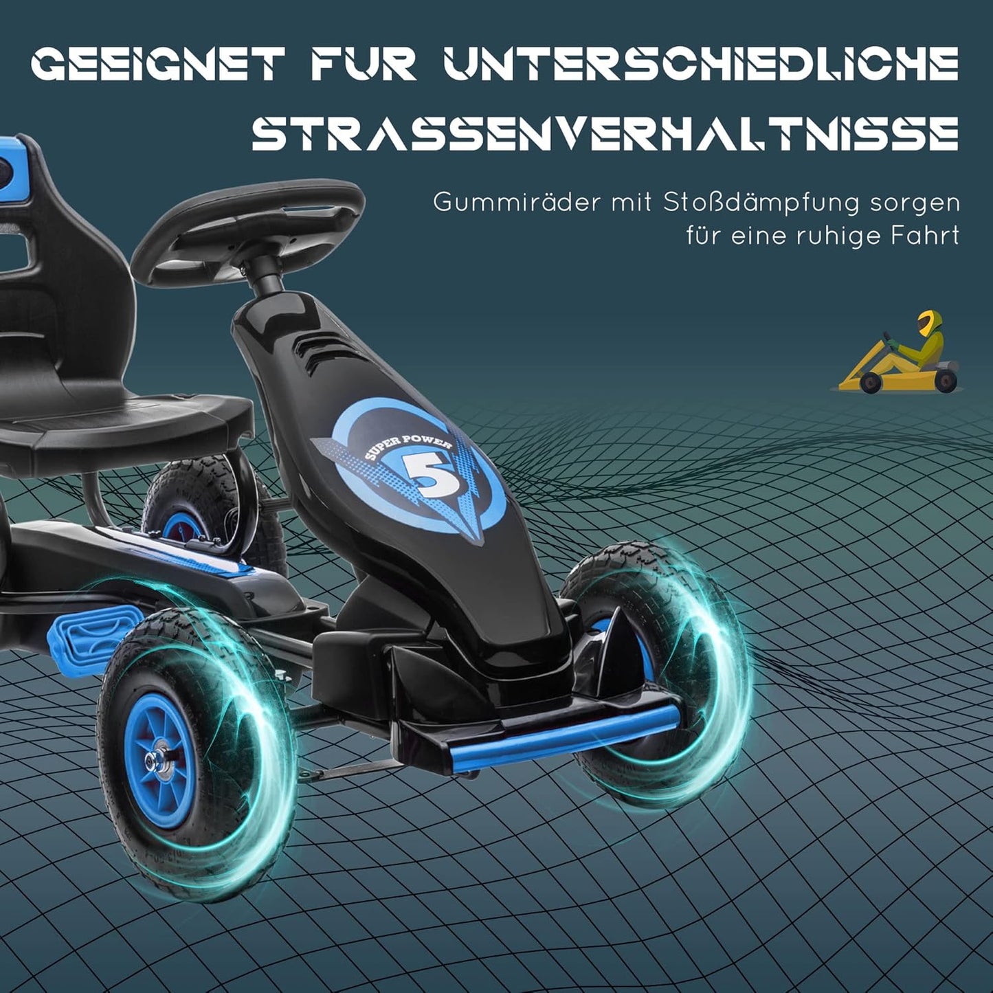 Kinderfahrzeug mit verstellbarem Sitz und Gummireifen