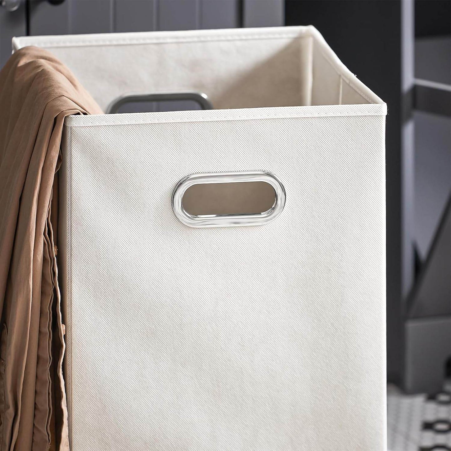 Wäscheschrank mit Wäschesack | Wäschesammler | Wäschekorb Dunkelgrau | BZR21-DG - Palo24