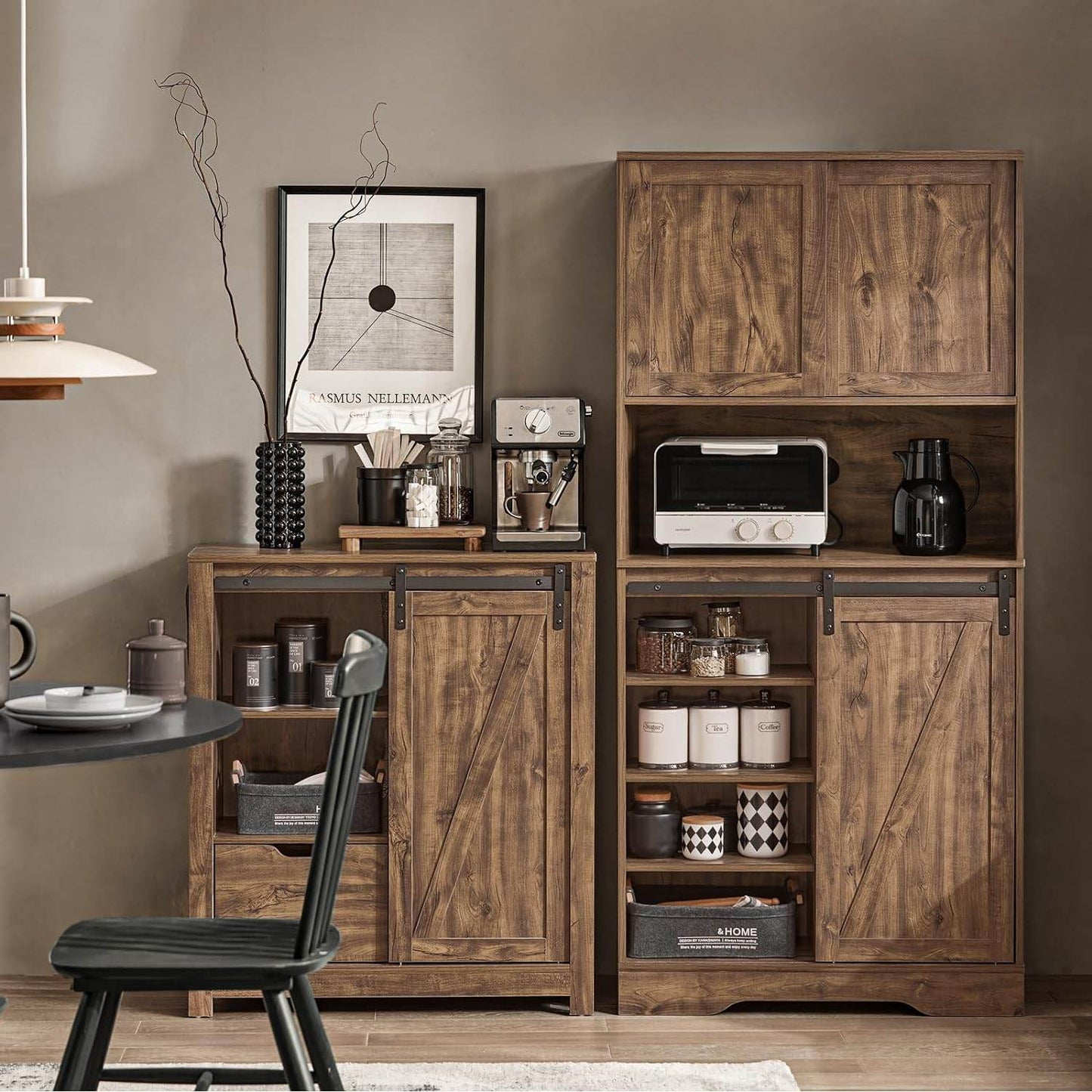 Sideboard mit Schiebetür | Kommode | Küchenschrank | Hochschrank | Dunkelbraun | FSB83-N - Palo24