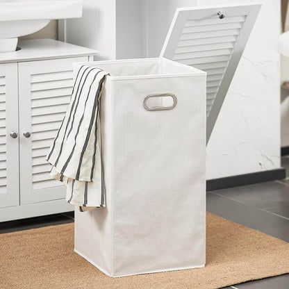 Hochschrank mit ausklappbarem Wäschesack | schmal Wäscheschrank | Badregal | Weiss BZR124-W - Palo24