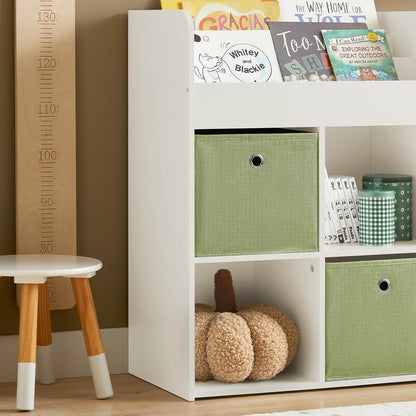 Kinderbücherregal mit 2 Stoffboxen | Spielzeugregal | Aufbewahrungsregal für Kinder | KMB79-W - Palo24