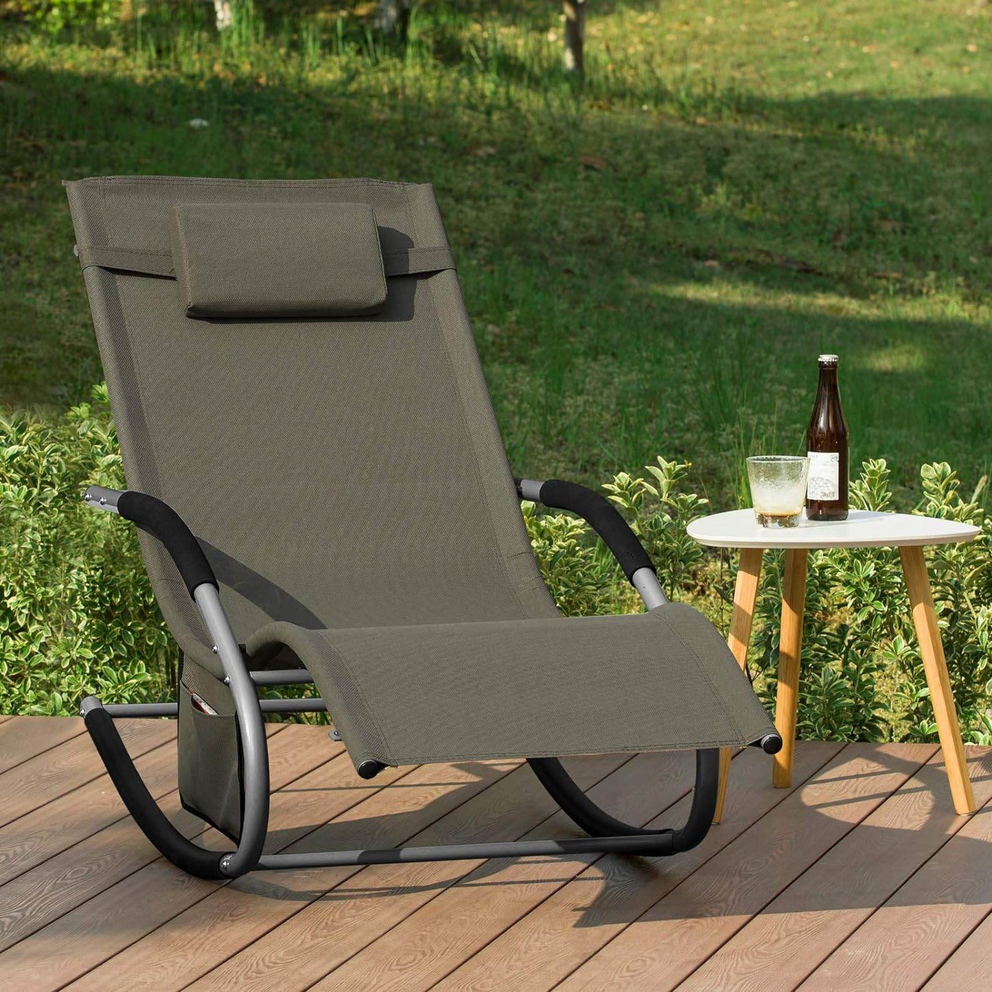 2-er Set Gartenliege | Sonnenliege mit Tasche | Liegestuhl Braun | OGS28-BRx2 - Palo24