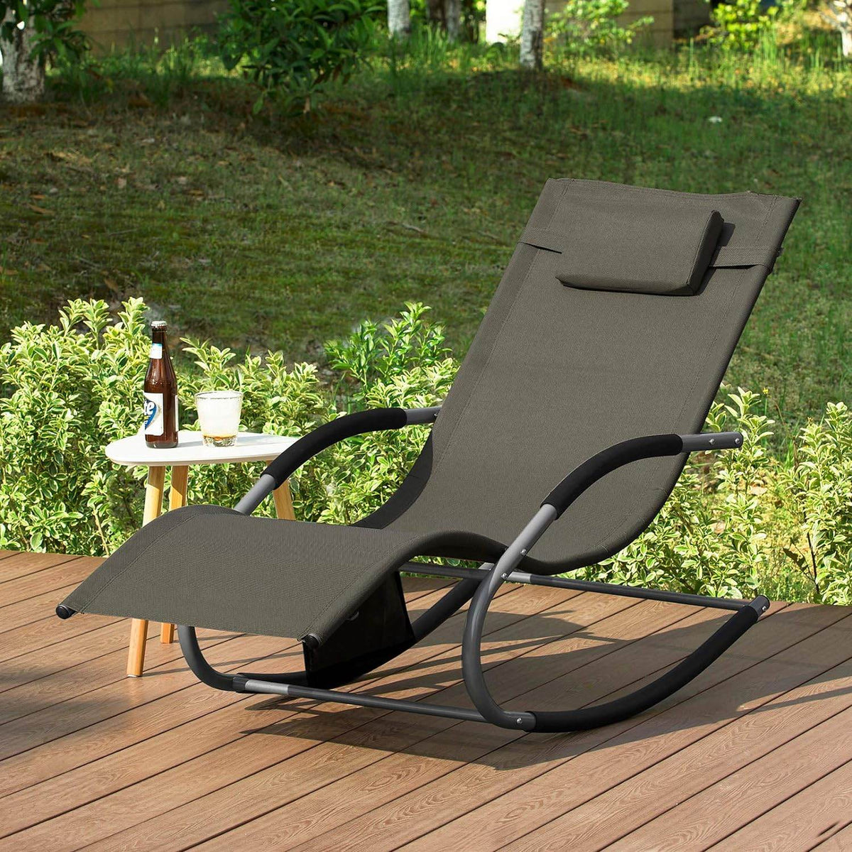 2-er Set Gartenliege | Sonnenliege mit Tasche | Liegestuhl Braun | OGS28-BRx2 - Palo24