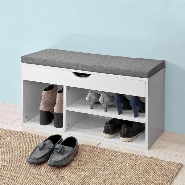 Schuhbank | Schuhregal mit Sitzfläche | Sitzbank Weiss - Palo24