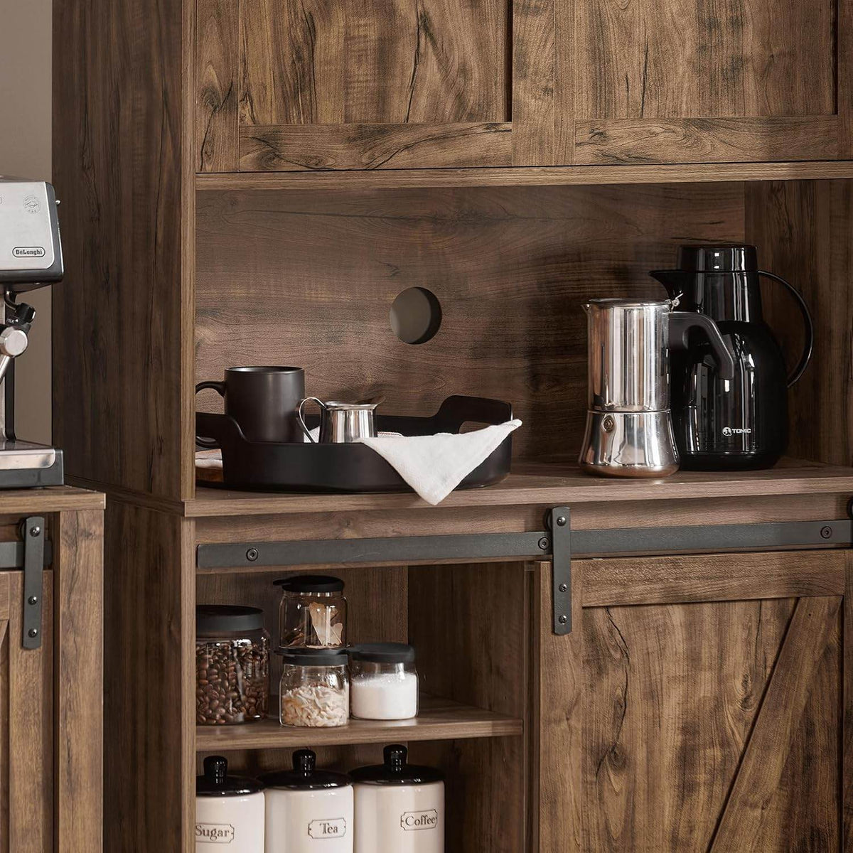 Sideboard mit Schiebetür | Kommode | Küchenschrank | Hochschrank | Dunkelbraun | FSB83-N - Palo24