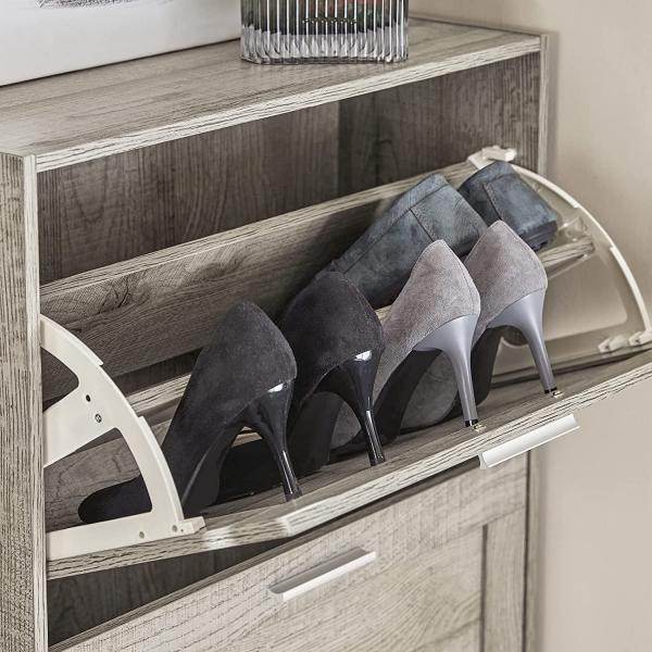Schuhkipper Schuhschrank Mit 2 Klappen Schuhkommode Hellgrau - Palo24