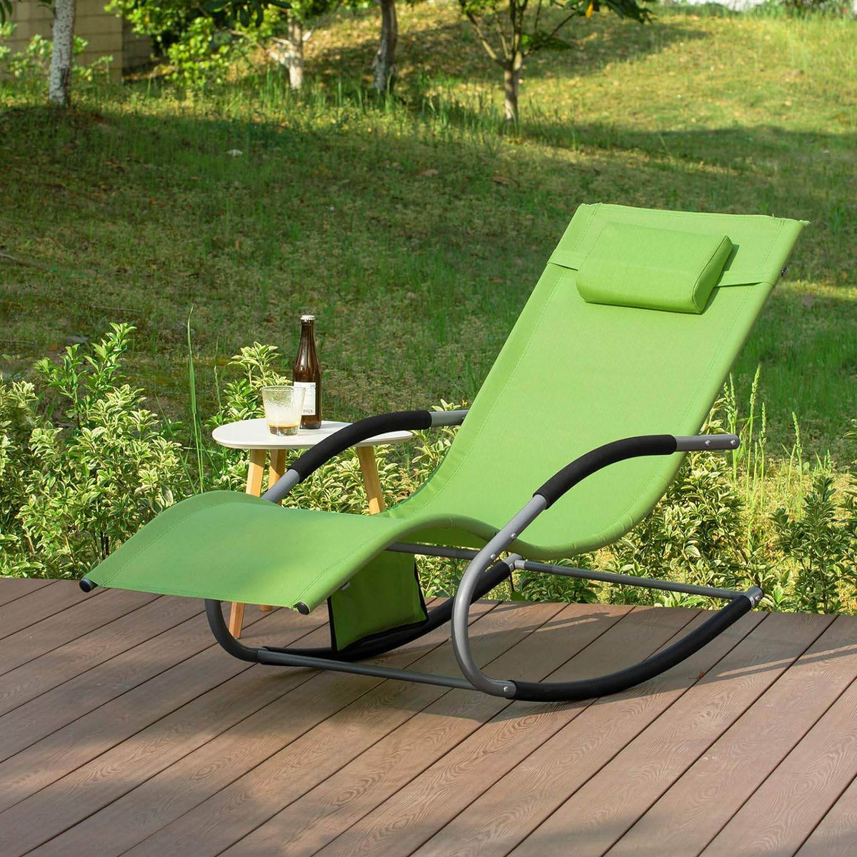 Gartenliege | Sonnenliege mit Tasche | Liegestuhl grün | OGS28-GR - Palo24