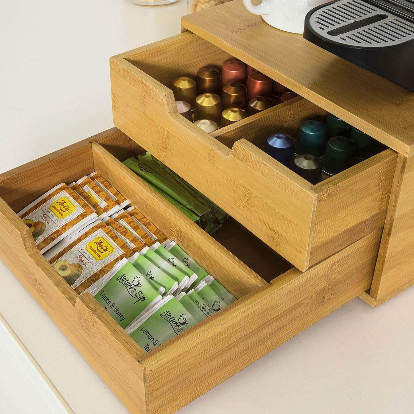 Kaffeekapsel Box | Aufbewahrungsbox | Schubladenbox Bambus | FRG82-N - Palo24
