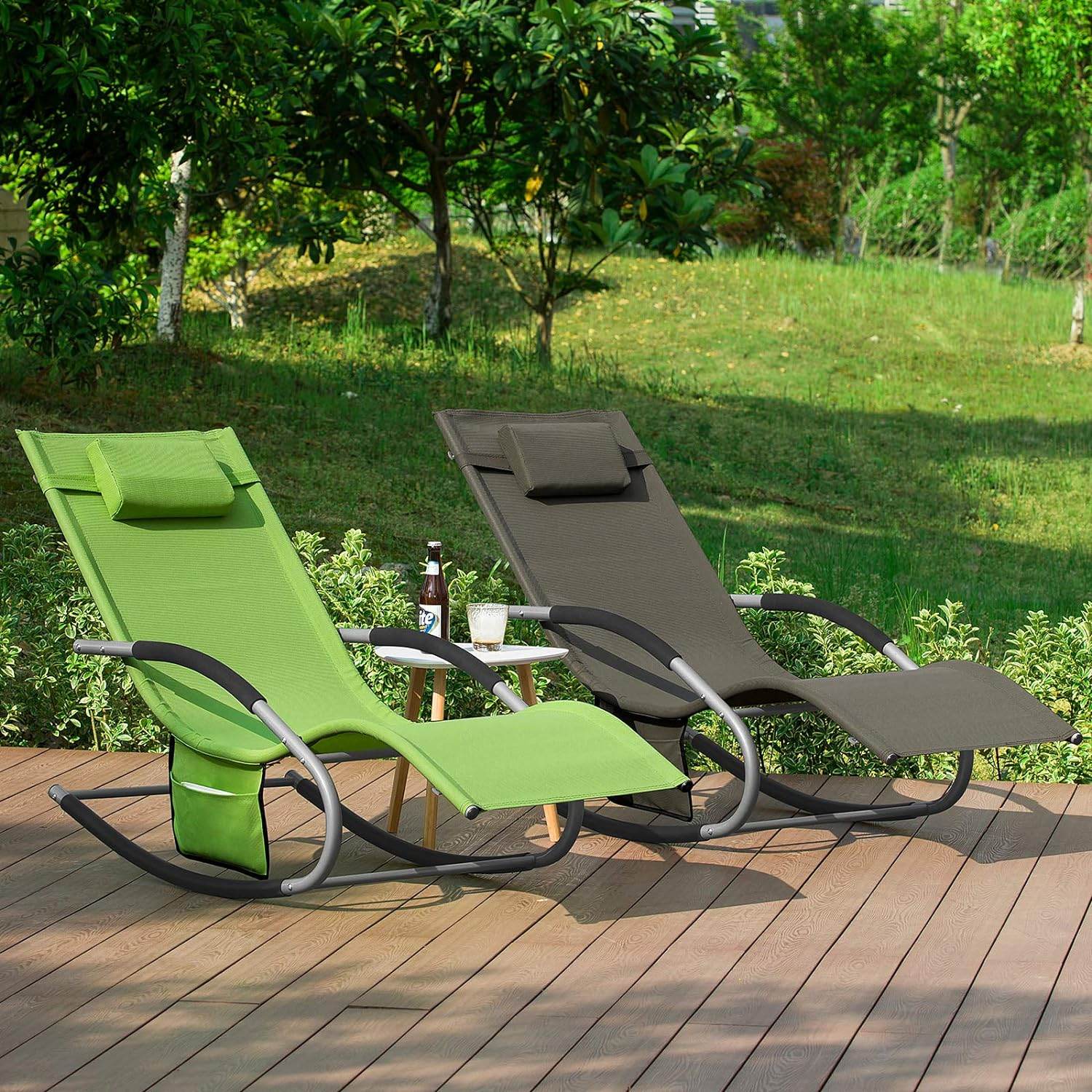 Gartenliege | Sonnenliege mit Tasche | Liegestuhl grün | OGS28-GR - Palo24