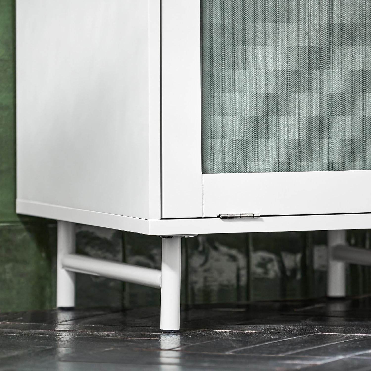 Wäscheschrank mit Wäschesack | Wäschetruhe mit Glastür | Wäschesammler | Weiss BZR116-W - Palo24
